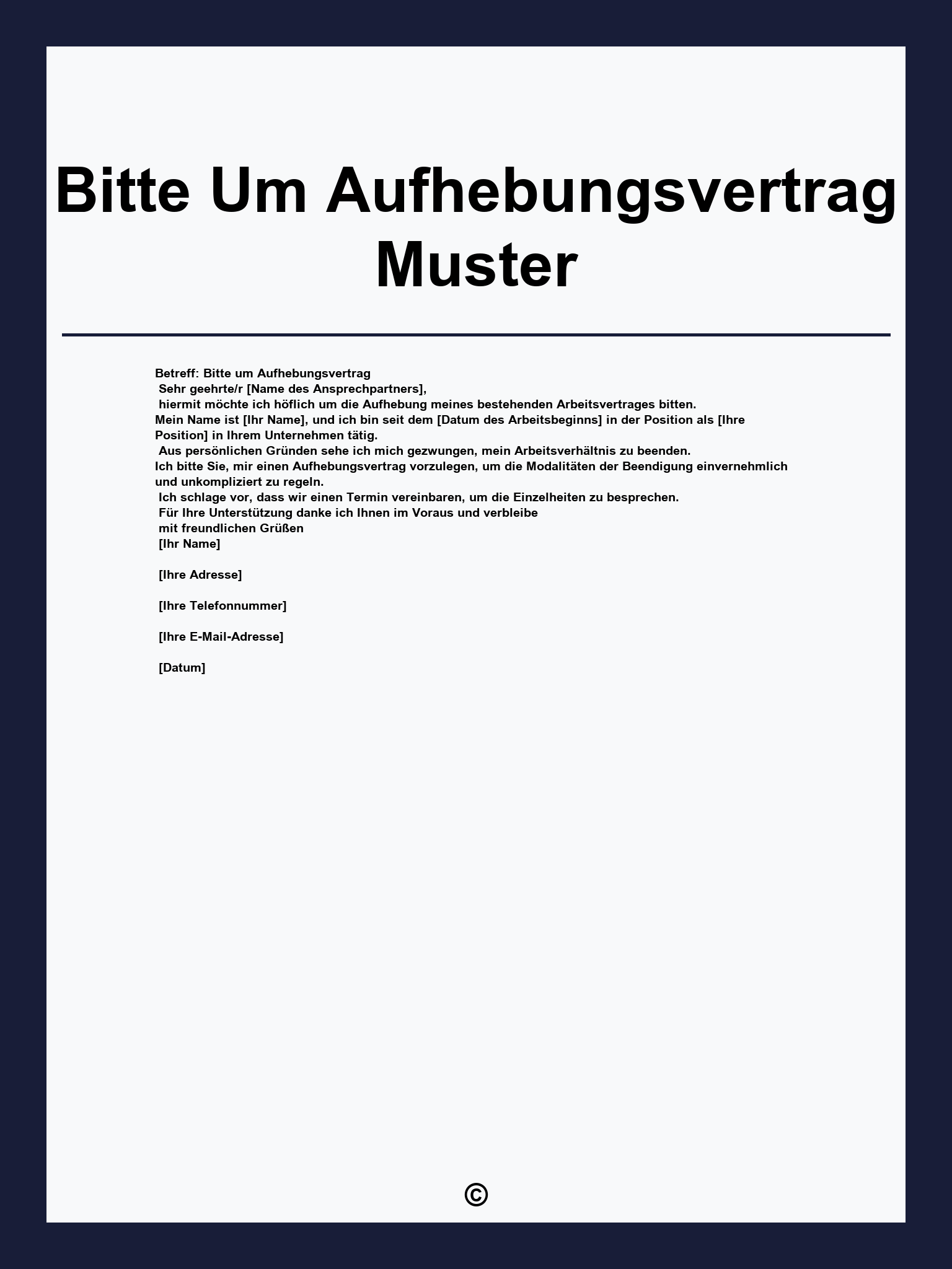 Bitte Um Aufhebungsvertrag Muster