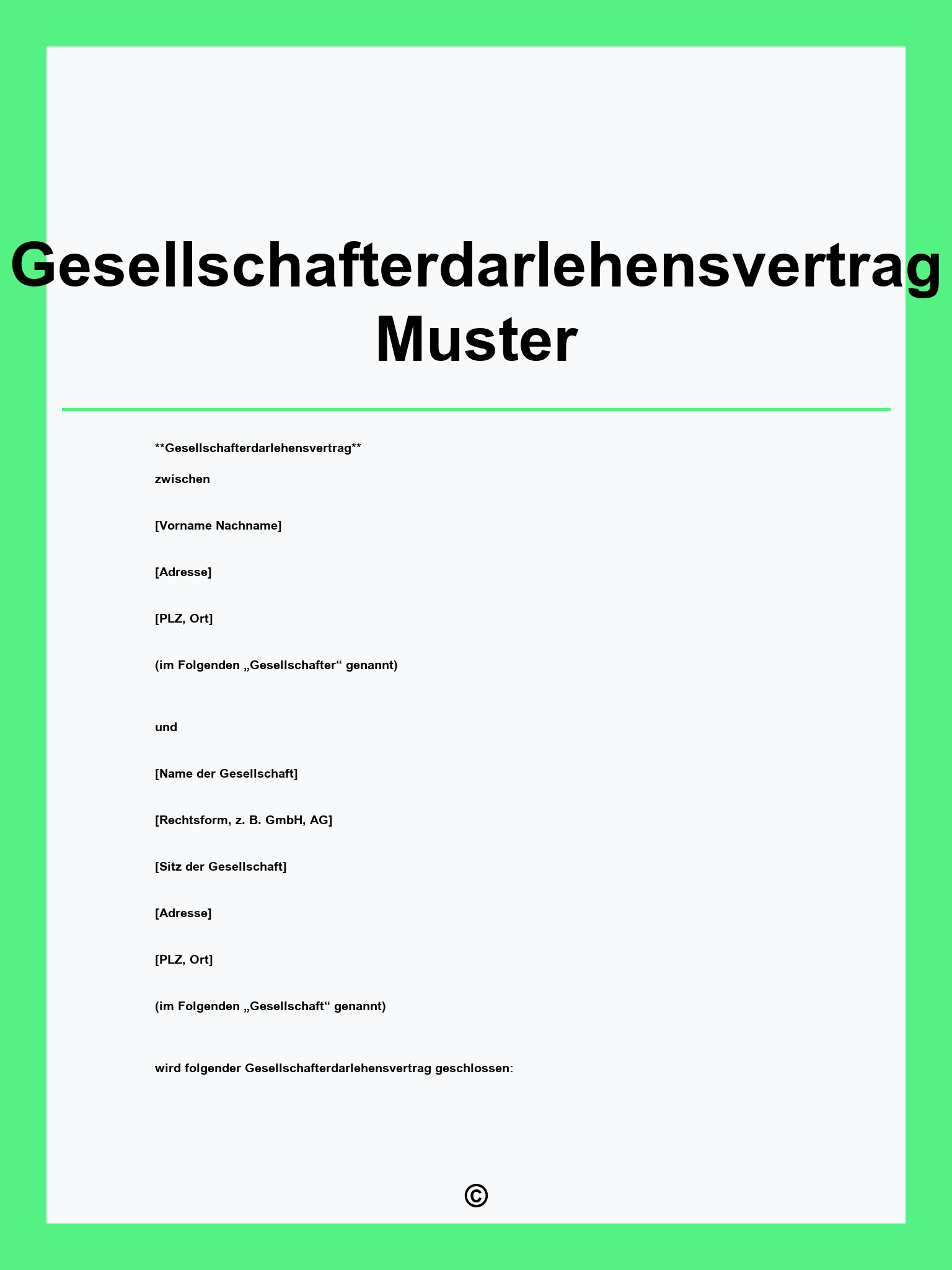 Gesellschafterdarlehensvertrag Muster