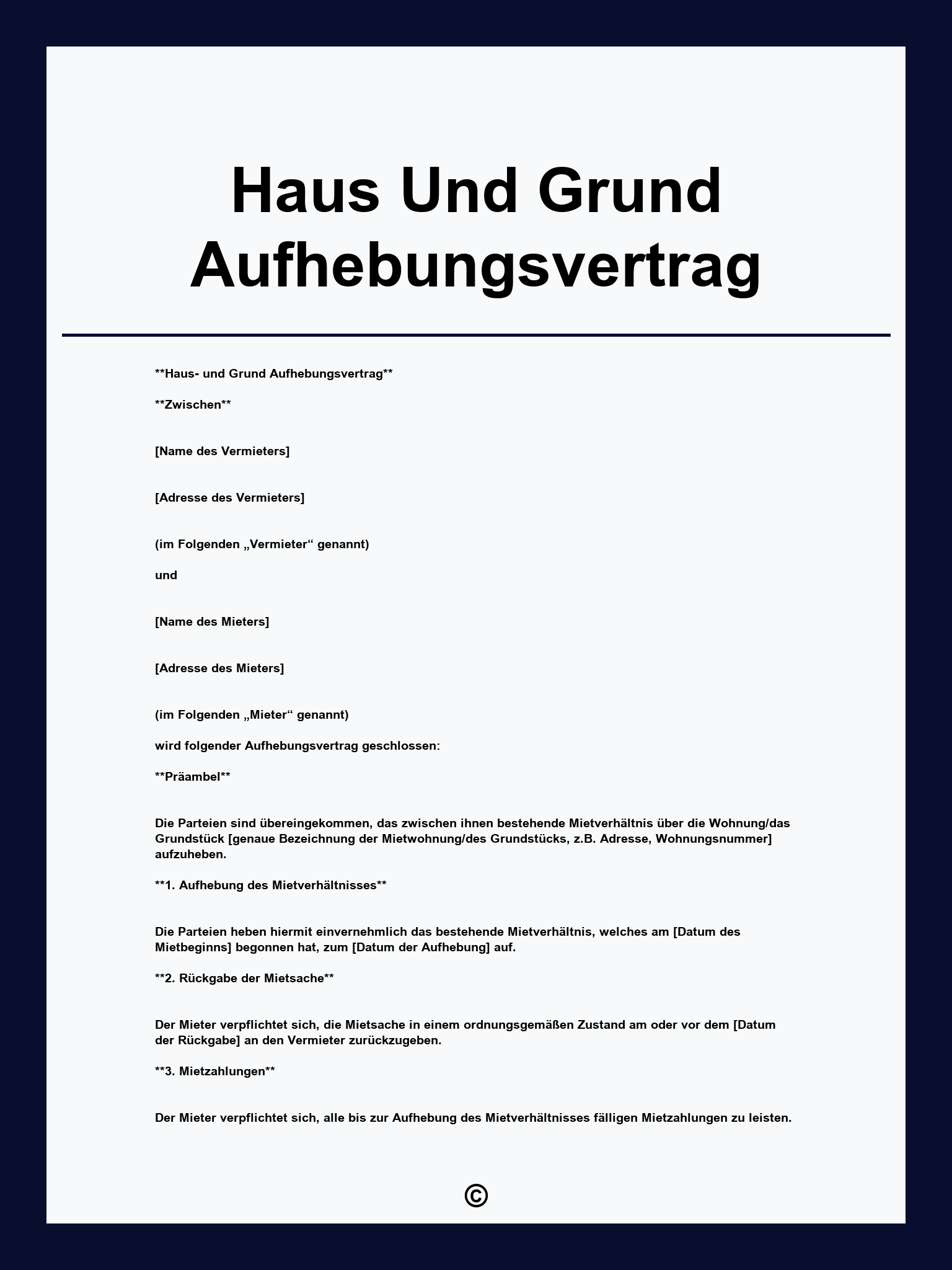 Haus Und Grund Aufhebungsvertrag