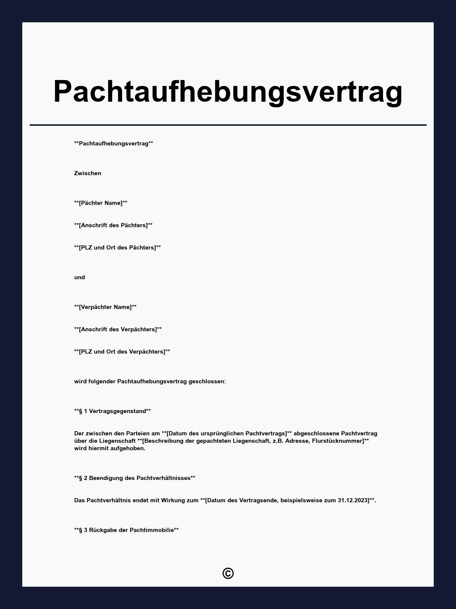 Pachtaufhebungsvertrag